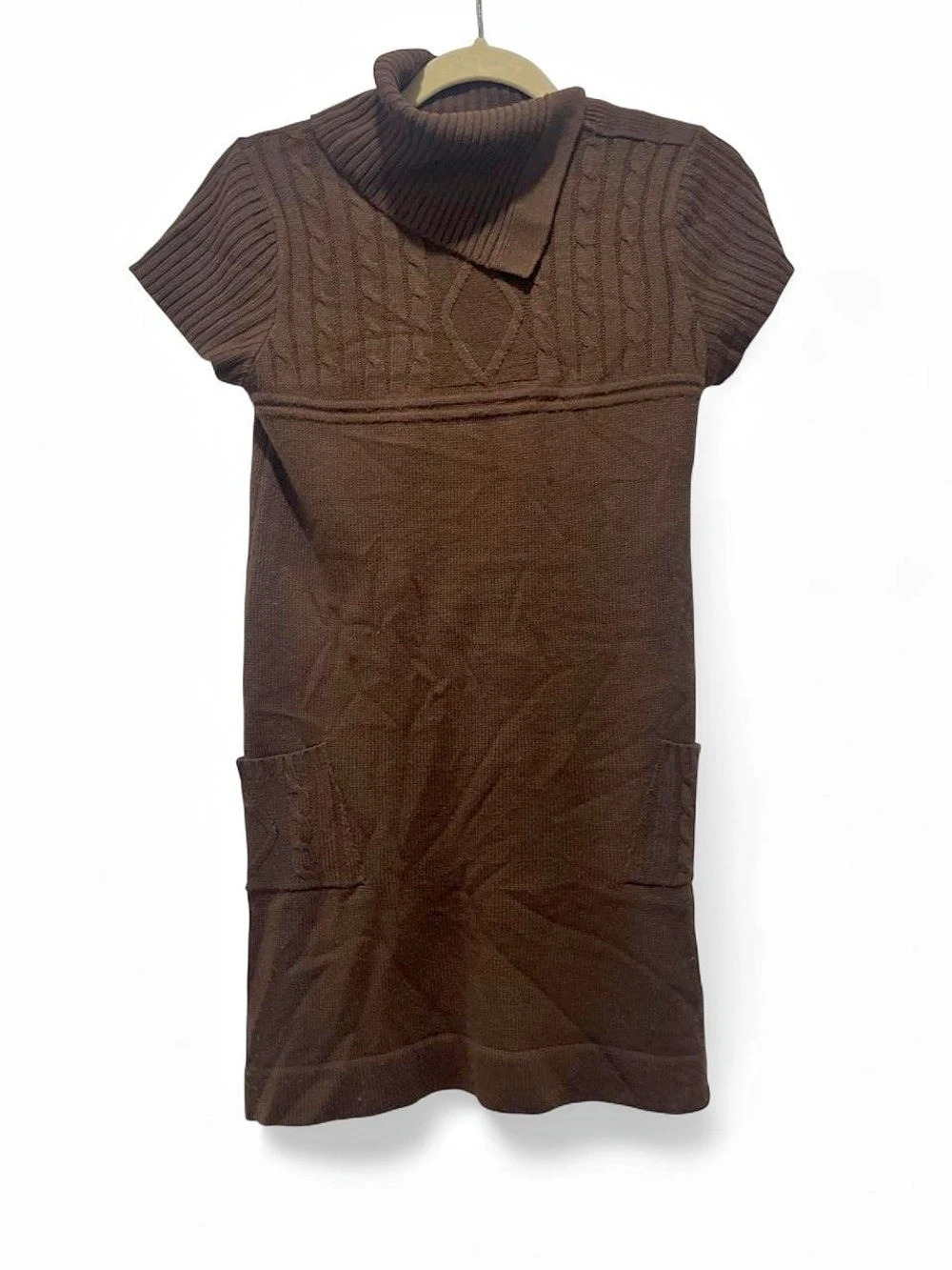 Women’s Cable Knit Mini Dress in Brown Size Medium